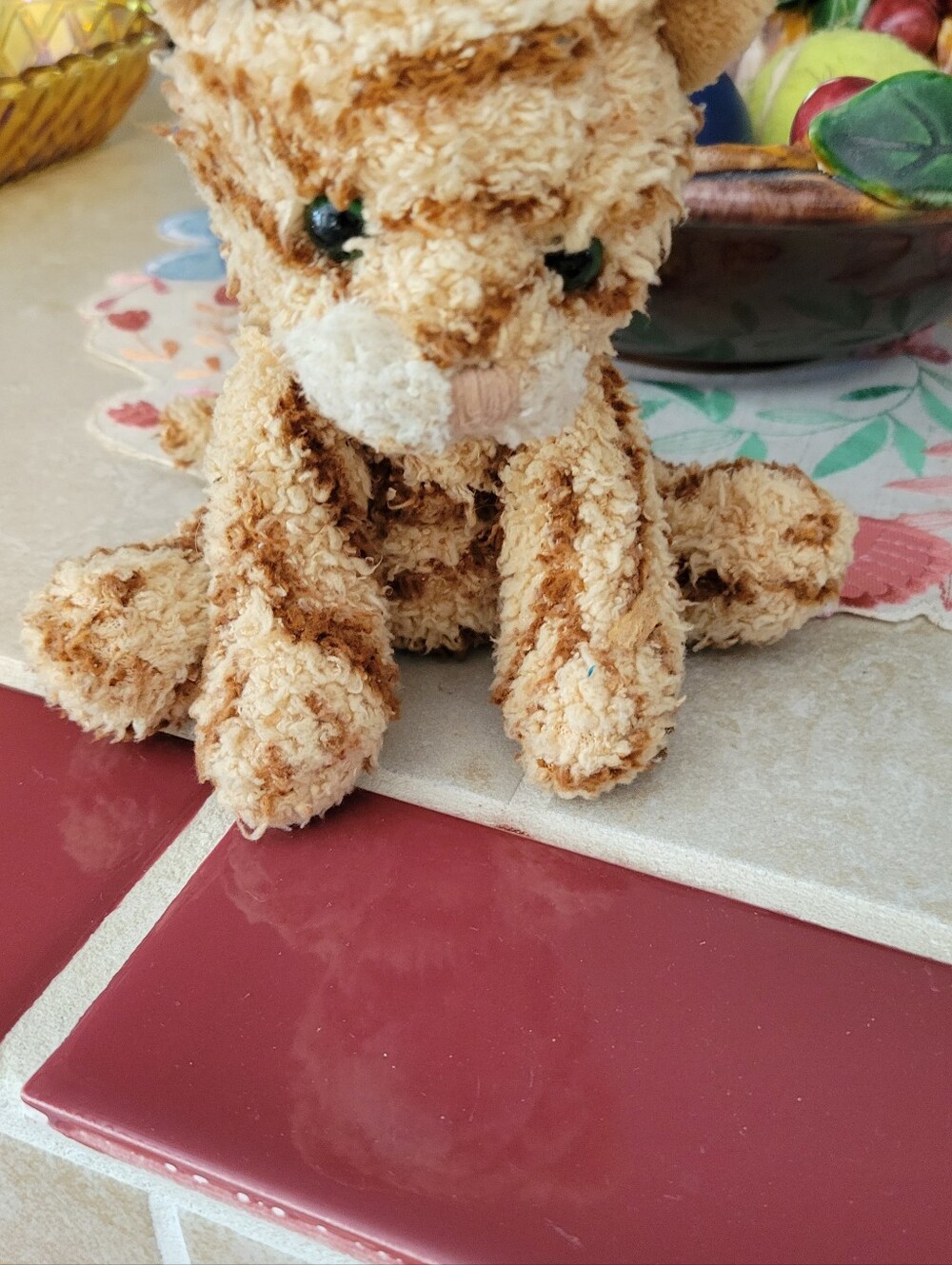 Plush Cat Toy - Cream & Brown Soft Cat Plush